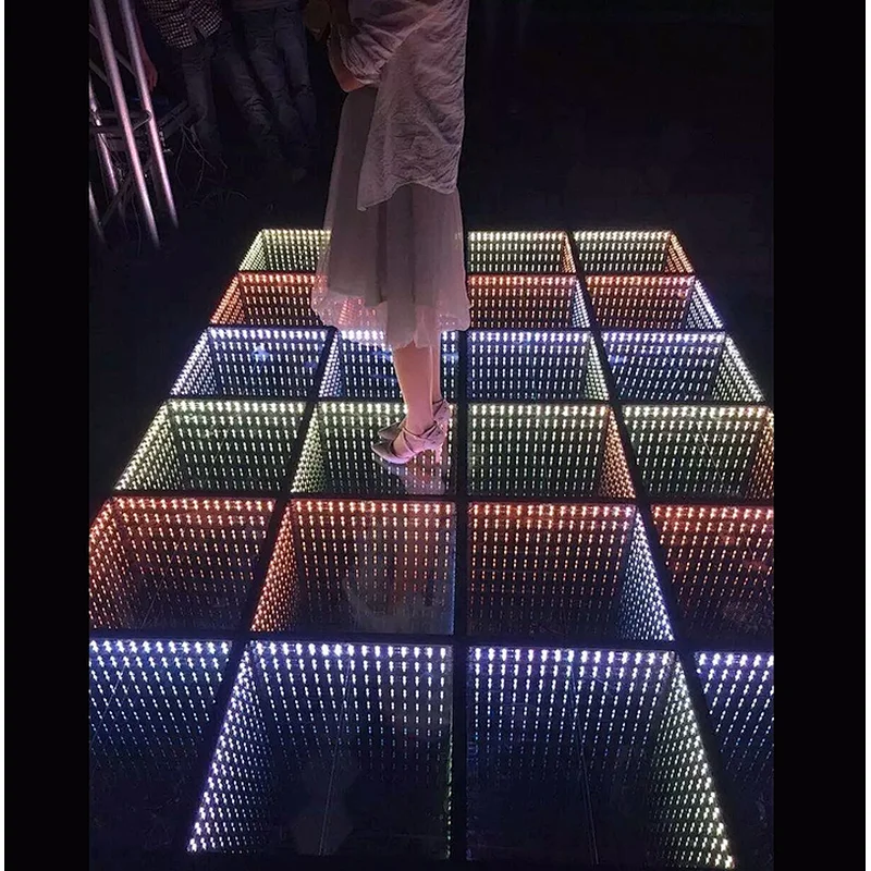 LED disco  dance floor screen LED 3D infinite dance floor screen for exhibition/ wedding scene/ party