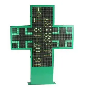 Stock Pharmacy cross Led Sign P16 Single Green Double side 768mm*768mm Cross Led Screen
