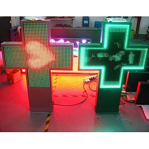 Outdoor commercial street full color/single color P10 double sides pharmacy cross led display/led sign