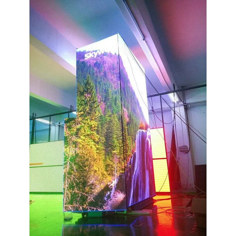Hot sale high quality customized screen size Video display Four-sided cube LED video wall P2.5/P3/P4 cube led screen