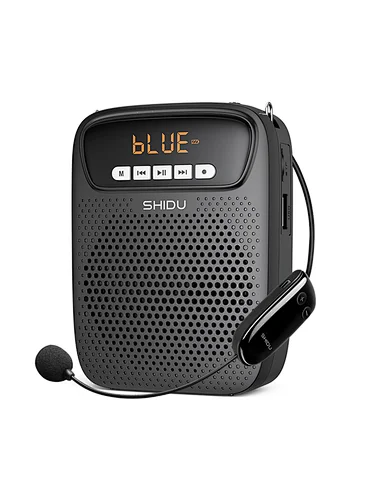 SHIDU 15W portable mini Personal Rechargeable Bluetooth PA Loudspeaker UHF Wireless Microphone  Voice amplifier for teacher