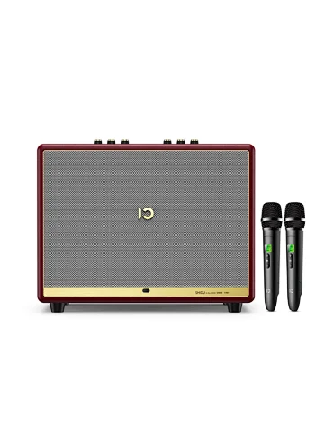 SHIDU T50 Portable 150W Big Power Wooden Case Leather Cover Professional Home Hi-Fi Performance Wireless Karaoke Speaker System