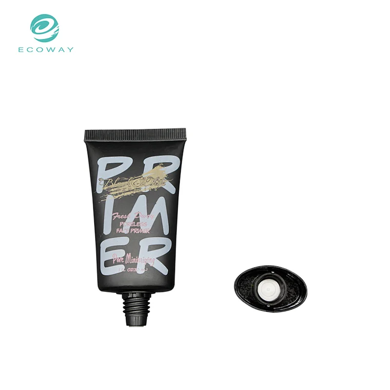 Black squeeze face primer custom tube cosmetic packaging