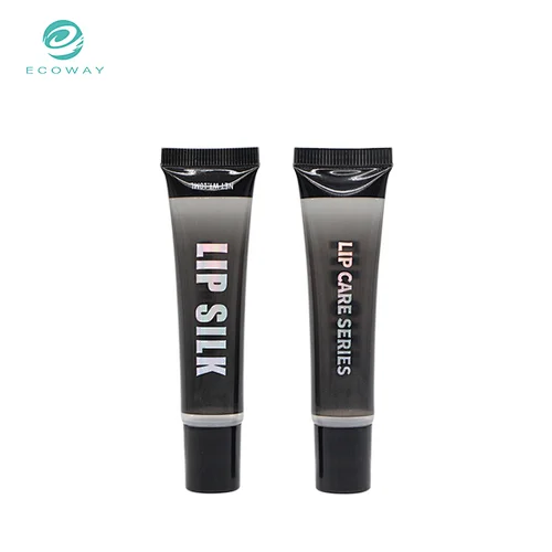 Custom printing empty round black gradient lip gloss tube packaging