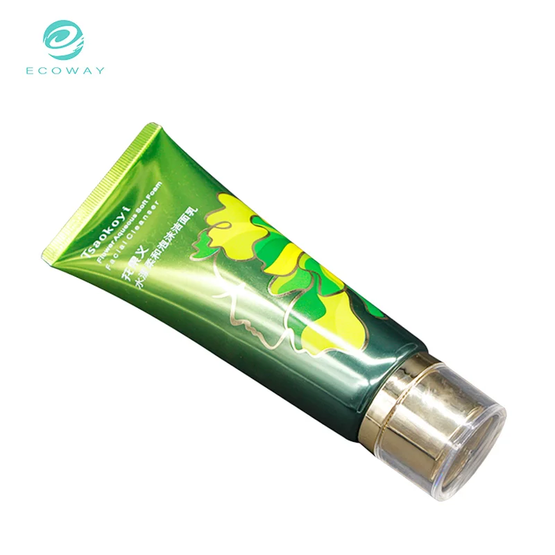 100ml soft plastic cosmetic face wash packaging tube with acrylic cap