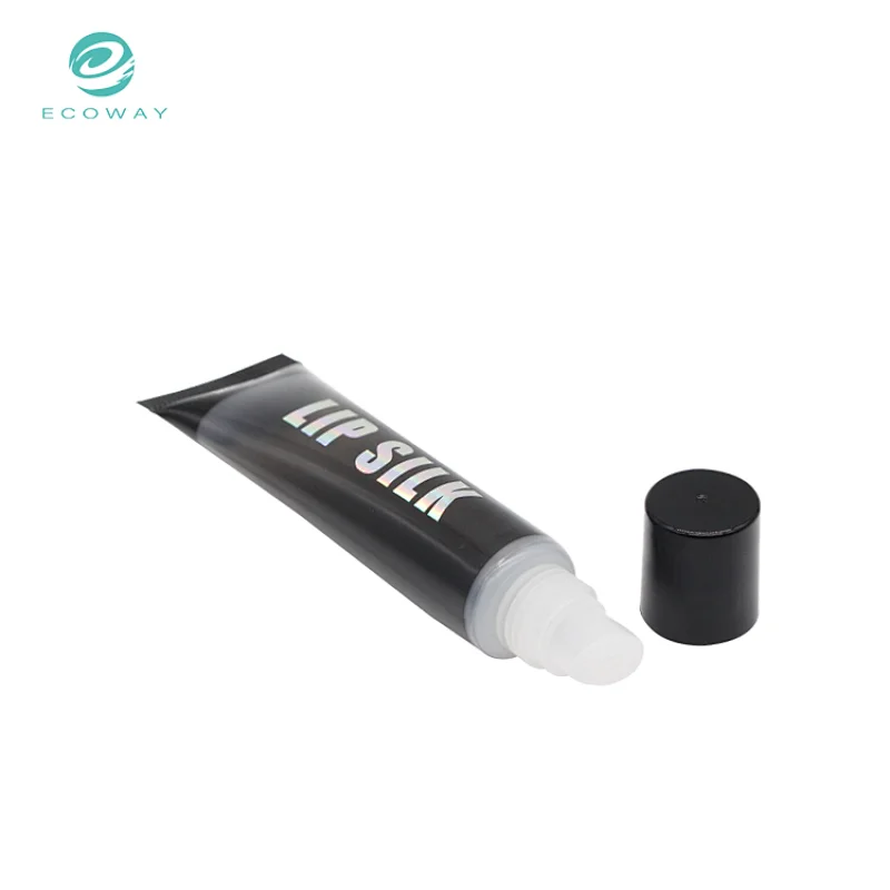 Custom printing empty round black gradient lip gloss tube packaging