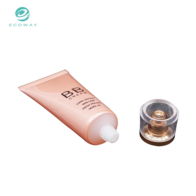 Empty cosmetic bb cream plastic soft tube with acrylic cap