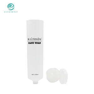 White soft plastic squeeze skincare cosmetic face cream packaging tube