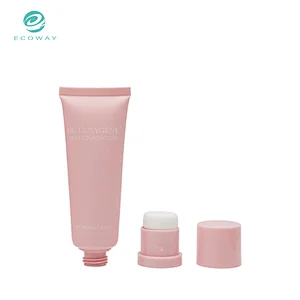 Foundation packaging pink soft plastic cosmetic tube with sponge head