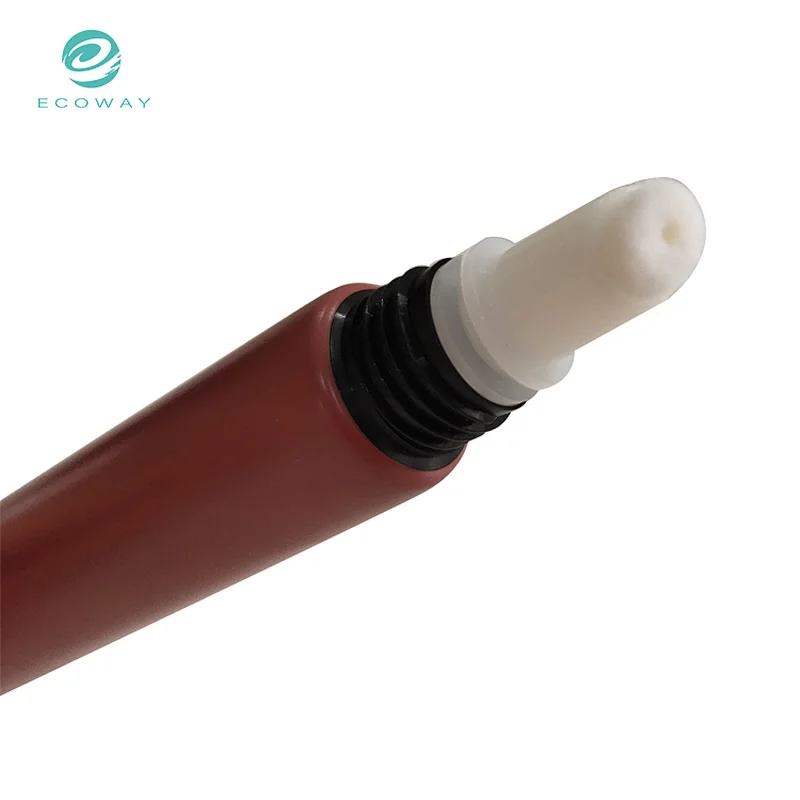Custom Biodegradable Empty Plastic Cosmetic Lipgloss Tube Packaging With Soft Brush
