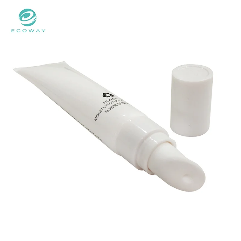 White empty plastic cosmetic eye cream soft tube 15ml with white cap