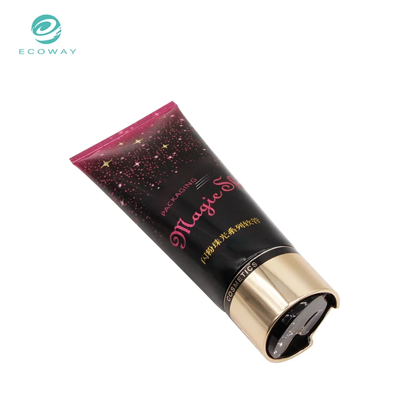 Special printing design plating cap plastic packaging tubes for cosmetic lotion with disc top cap
