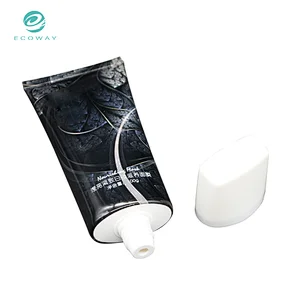 Empty cosmetic black mask packaging tube with white screw cap
