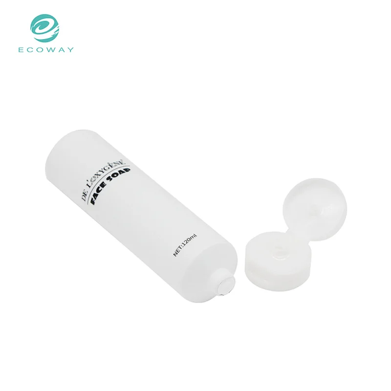 White soft plastic squeeze skincare cosmetic face cream packaging tube