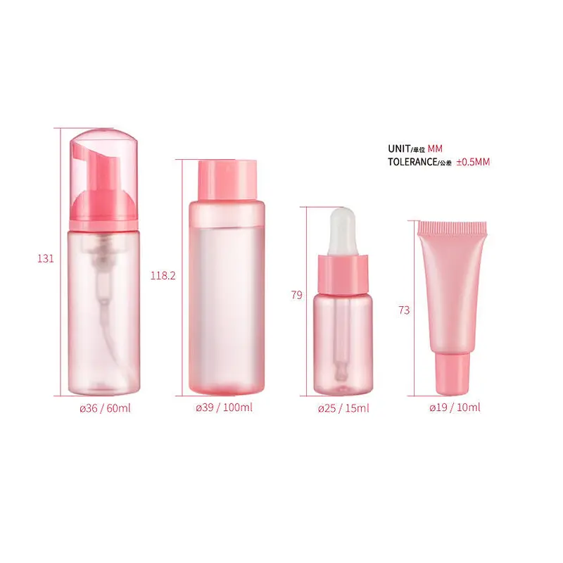 cosmetic packaging for cleansing water hair spray serum cream and mascara