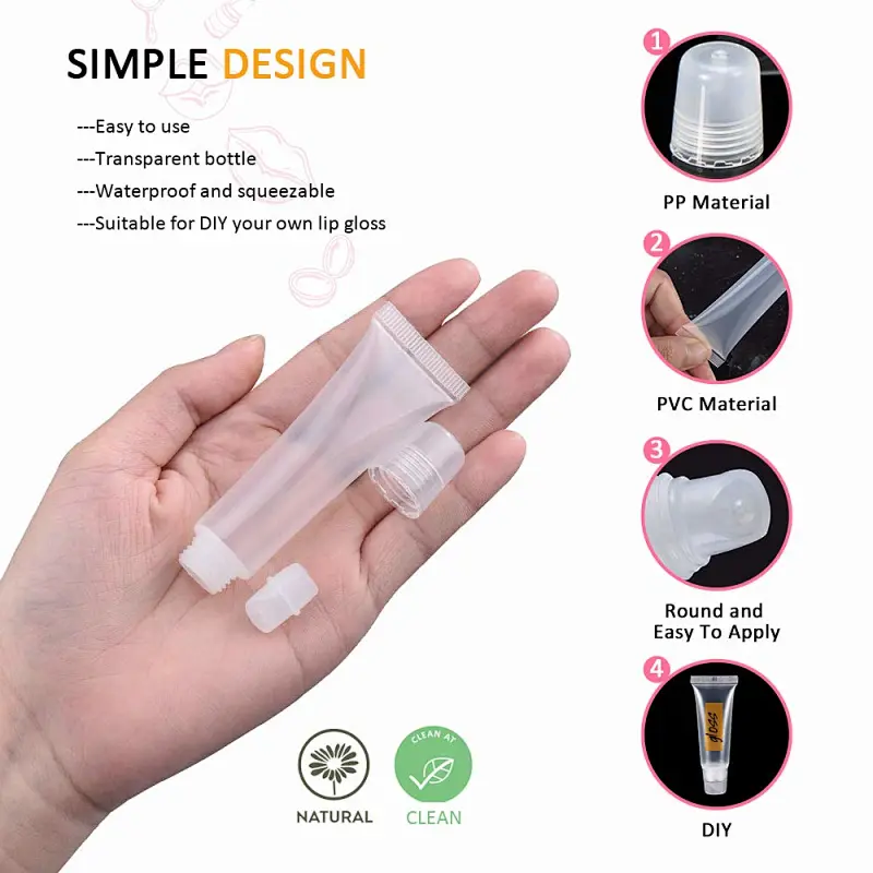 Empty Lip Gloss Tubes 10ml Clear Lip Balm Tubes Cute Lipgloss Supplies Squeeze Tubes Kit