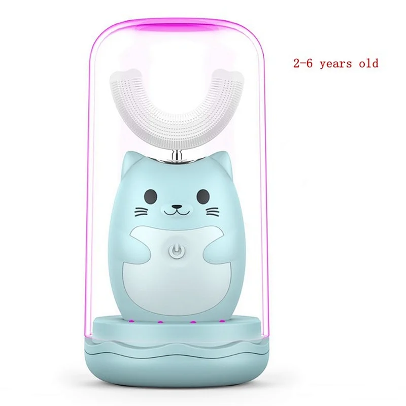 New Arrival IPX7 Waterproof U Shaped Children Electric Toothbrush With Soft Silicone Bristle