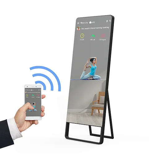 High Quality full color cheap touch screen mirror fitness kiosk portable digital mirror signage