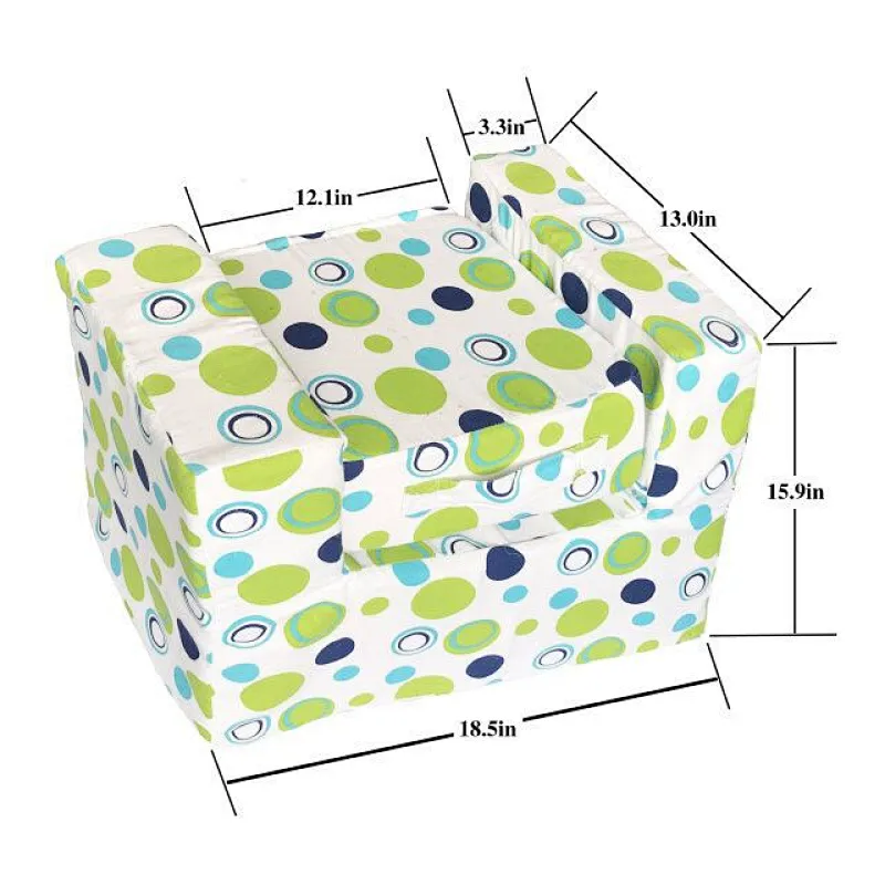 Folding Kid Sofa Bed Foam Single Sofa Chair With color Polka Dots