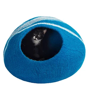 China supplier pet bed breathable round shape felt cat cave bed for kitten