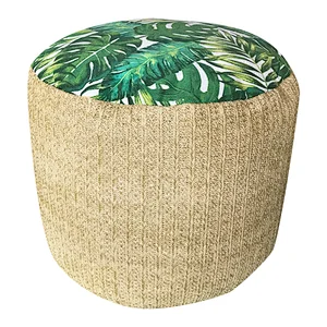 Latest promotion price Individuality printed straw stool bean bag