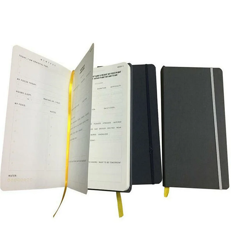 Fabric Linen Black Journal Printing Custom A4 A5 Note Books Hardcover Dot Grid Planner Printing