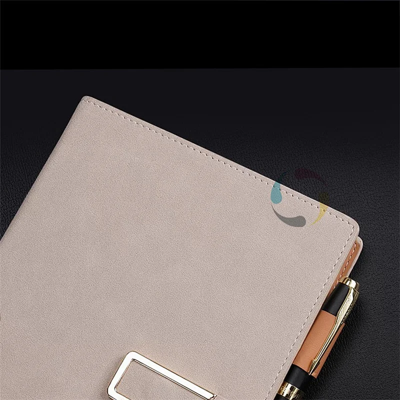 Customized business hardcover calendar ruler writing leather foil logo note book printing
