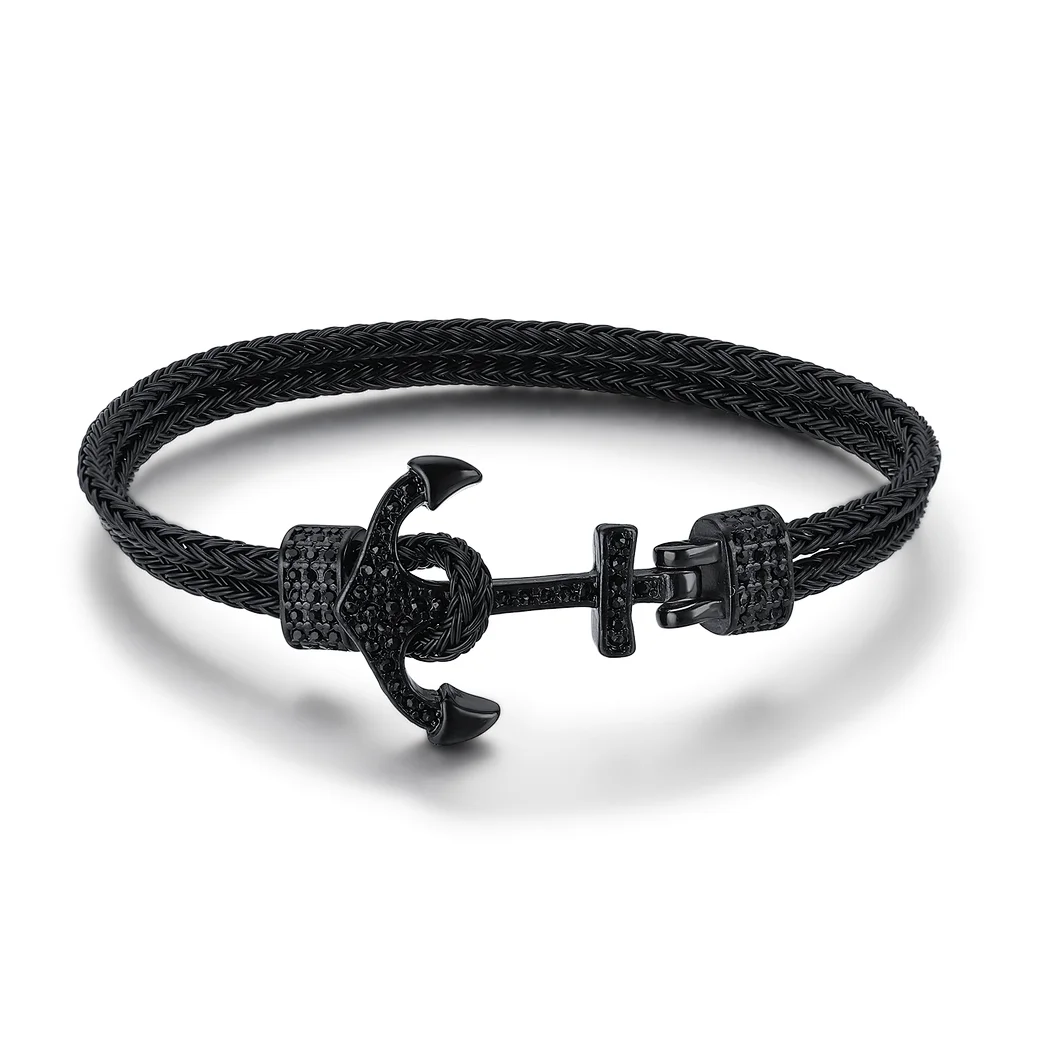 anchor leather bracelet for mens VERENA