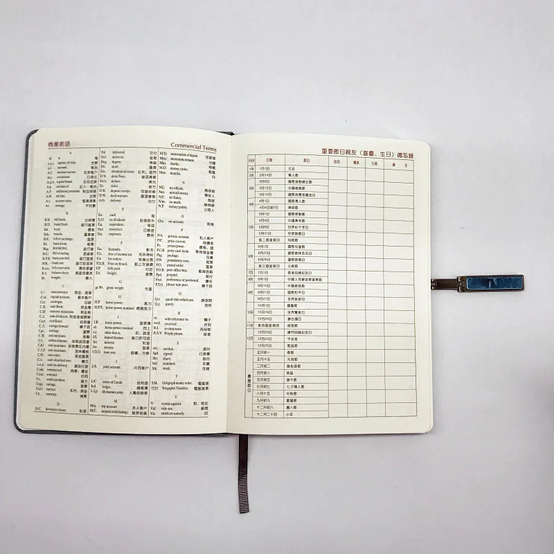 Professional manufacture portable agenda notebook with gold buckle