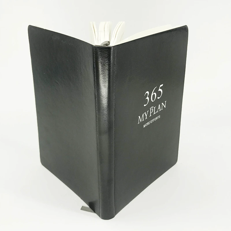 High quality leather cover embossing gold hot stamping printing custom agenda planner