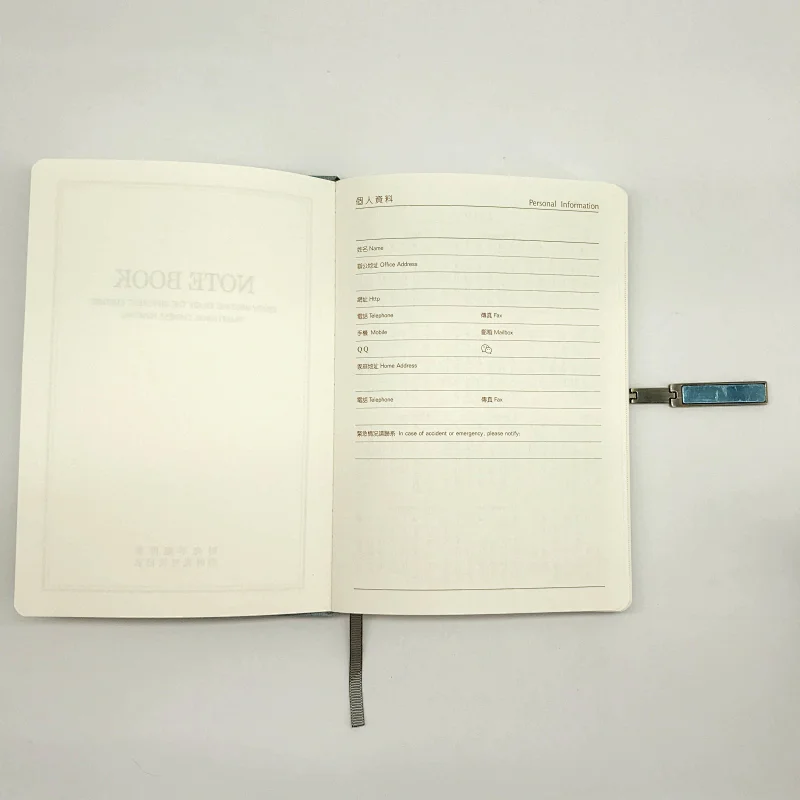 Professional manufacture portable agenda notebook with gold buckle