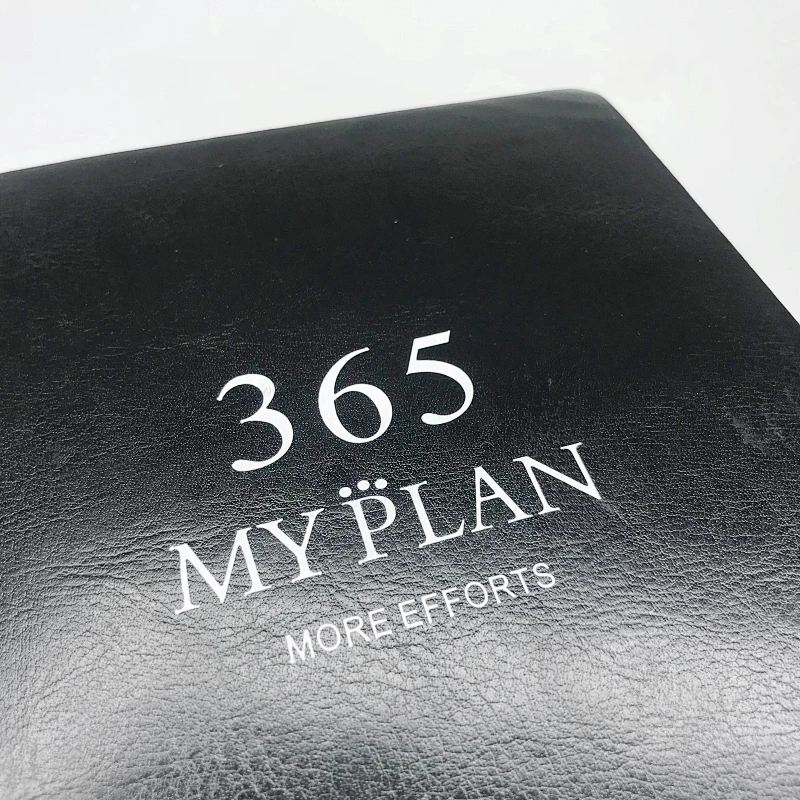 High quality leather cover embossing gold hot stamping printing custom agenda planner