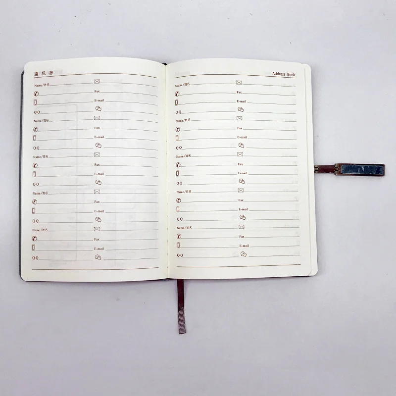 Professional manufacture portable agenda notebook with gold buckle
