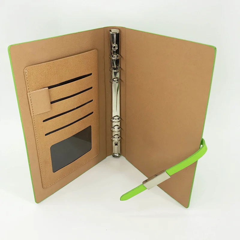 Custom logo printing personalized pattern magnet soft pu cover oem branded notepad with card holder