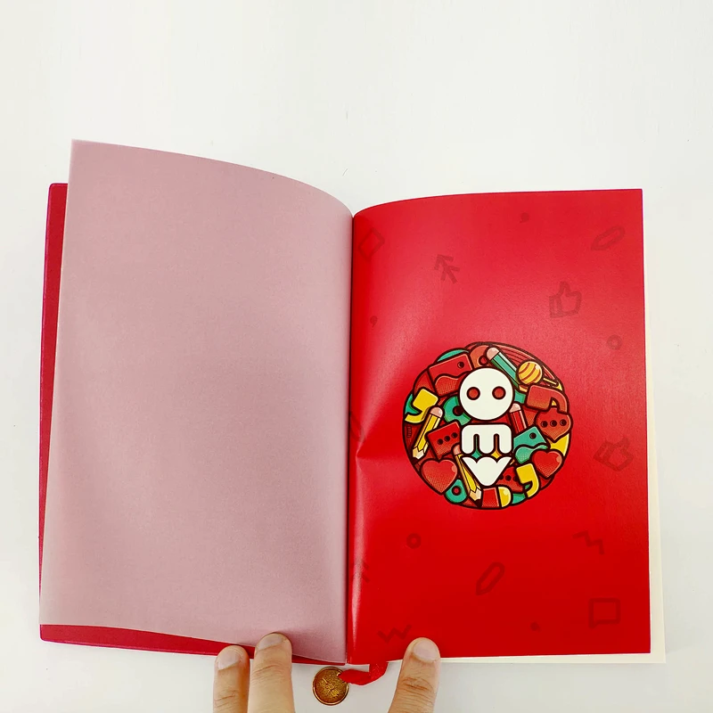 Custom logo printing personalized cartoon pattern pu cover oem branded notepad with coin accessory