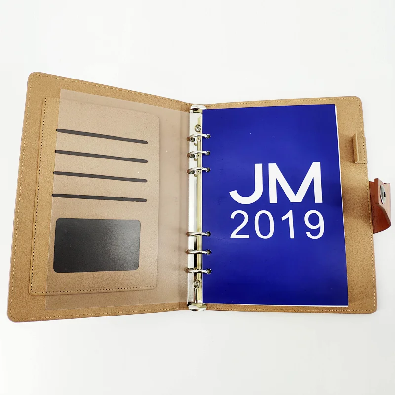 Custom printing top quality spiral ring notebook with card holder