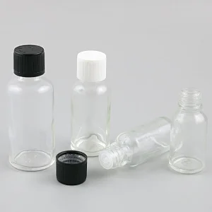 5ml 10ml 15ml 20ml 30ml 50ml 100ml Clear glass bottle Mini glass essential oil bottle with Plastic Childproof Lids