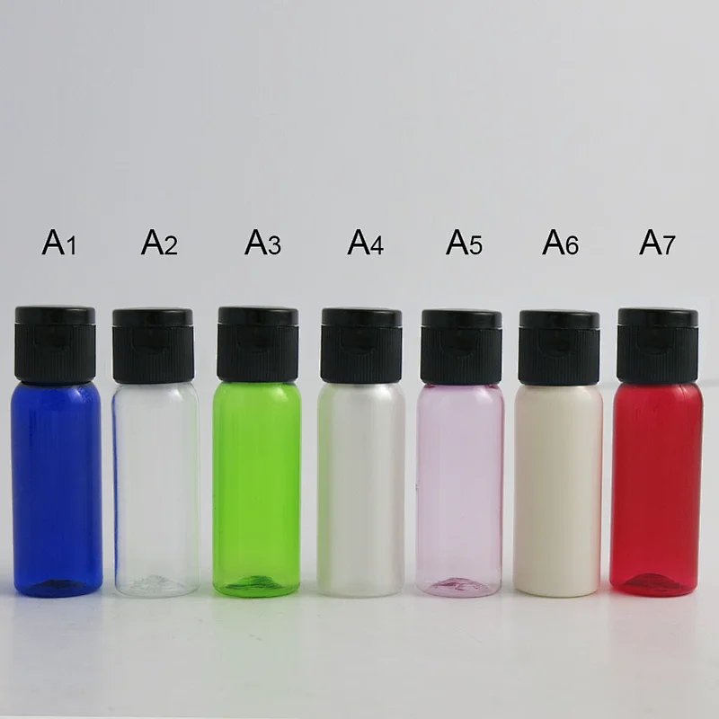 20ml Clear blue amber white red green pink plastic pet bottles with Snap Top Caps Dispensing