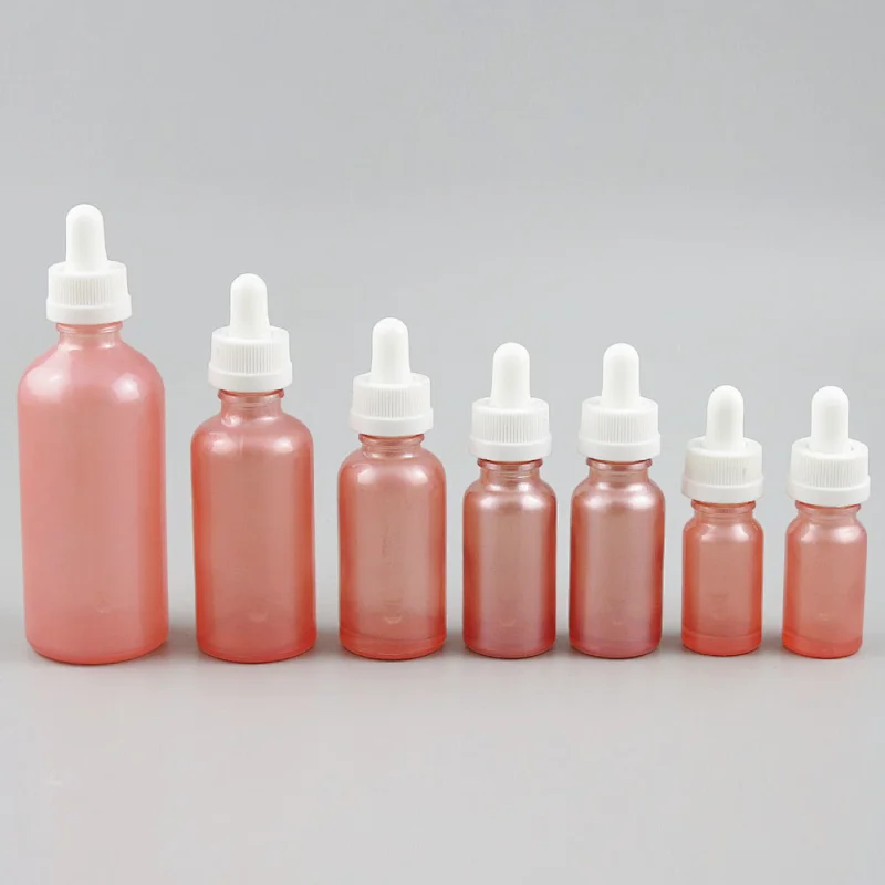 5ml 10ml 20ml 30ml 50ml 100ml Empty pink Glass Essential Oil Bottle With Dropper Transparent Dropper Vials