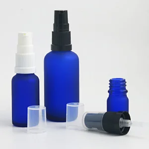 5ml 10ml 15ml 20ml 30m 50ml 100ml travel blue treatment pump frost glass bottle cream cosmetic container with pump