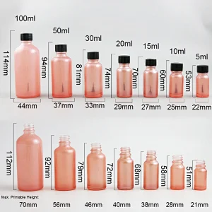 5ml,10ml,15ml,20ml,30ml,50ml,100ml pink Glass essential oil Bottle With Brush for Beauty Cosmetic Containers Bottle