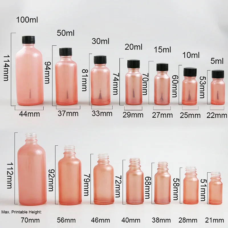 5ml,10ml,15ml,20ml,30ml,50ml,100ml pink Glass essential oil Bottle With Brush for Beauty Cosmetic Containers Bottle