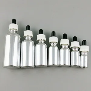 5ml 10ml 20ml 30ml 50ml 100ml Empty Silver Glass Essential Oil Bottle With Dropper Transparent Dropper Vials