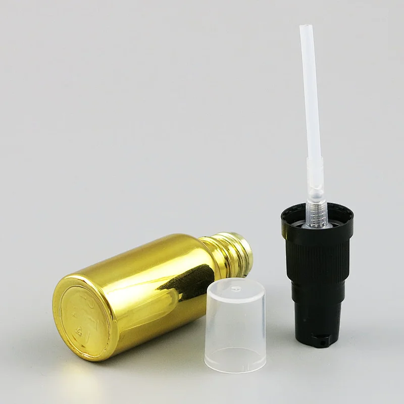 5ml 10ml 15ml 20ml 30m 50ml 100ml travel gold treatment pump glass bottle cream cosmetic container with pump