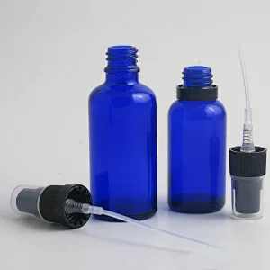 100ml 50ml 30ml 20ml 15ml 10ml 5ml blue frost glass sprayer essential oil bottle
