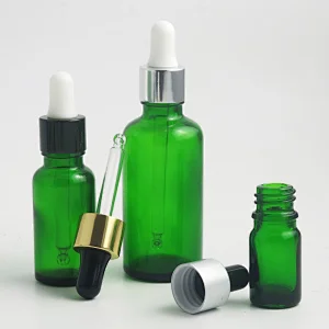 5ml 10ml 15ml 20ml 30m 50ml 100ml green frost glass dropper bottle  with pipette for cosmetic perfume essential oil