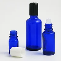 5ml 10ml 15ml 20ml 30ml 50ml 100ml blue refillable glass essential oil roller bottle roll on perfume beauty bottles with glass ball