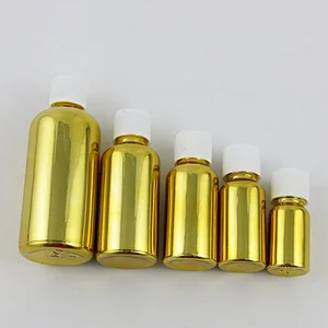 5ml 10ml 15ml 20ml 30ml 50ml 100ml gold glass bottle Mini glass essential oil bottle with Plastic Childproof Lids
