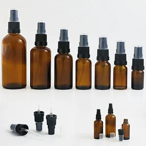 100ml 50ml 30ml 20ml 15ml 10ml 5ml amber glass sprayer essential oil bottle