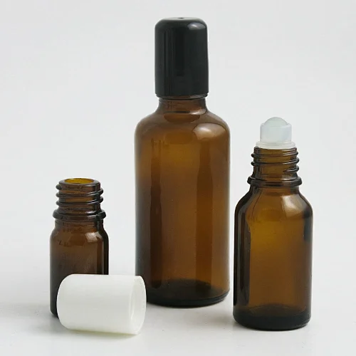 5ml 10ml 15ml 20ml 30ml 50ml 100ml Amber Glass Roll on perfume Bottle 1/6OZ 1/3OZ 1/2OZ 1OZ Brown Glass Roller Ball Containers